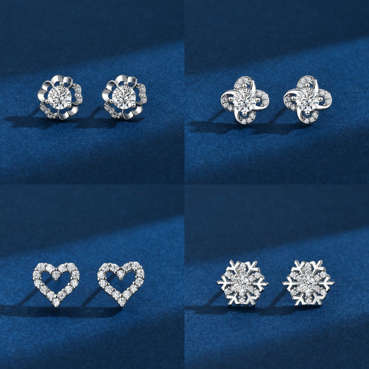 Women's Copper Plated Gold Micro Inlaid Zircon Stud Earrings