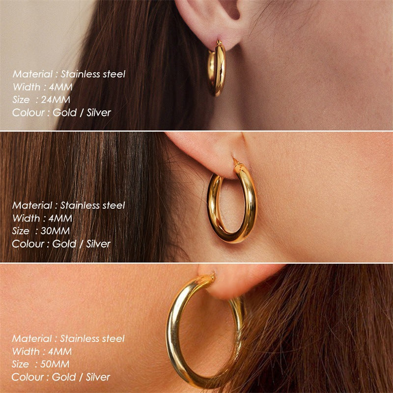 Stainless Steel Female Niche Fashion Hollow Simple Earrings