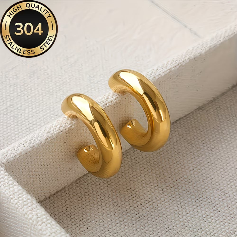 Stainless Steel Exaggerated Shaped Thick Circle Geometric Round Rings
