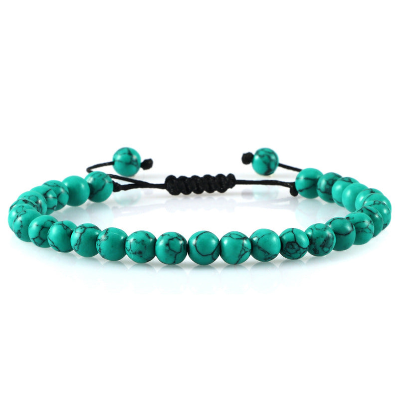 Fashion Haematite Beaded Turquoise Braided Rope Bracelet