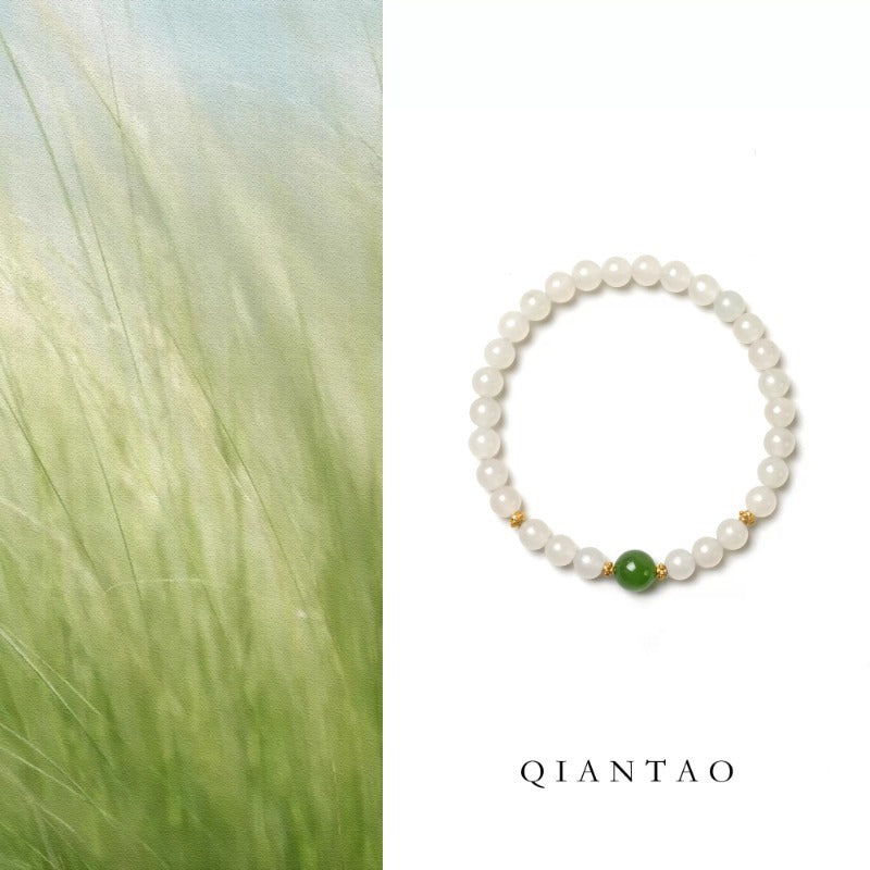 Women's Jade Spinach Jasper Planting Nan Agilawood Bracelets