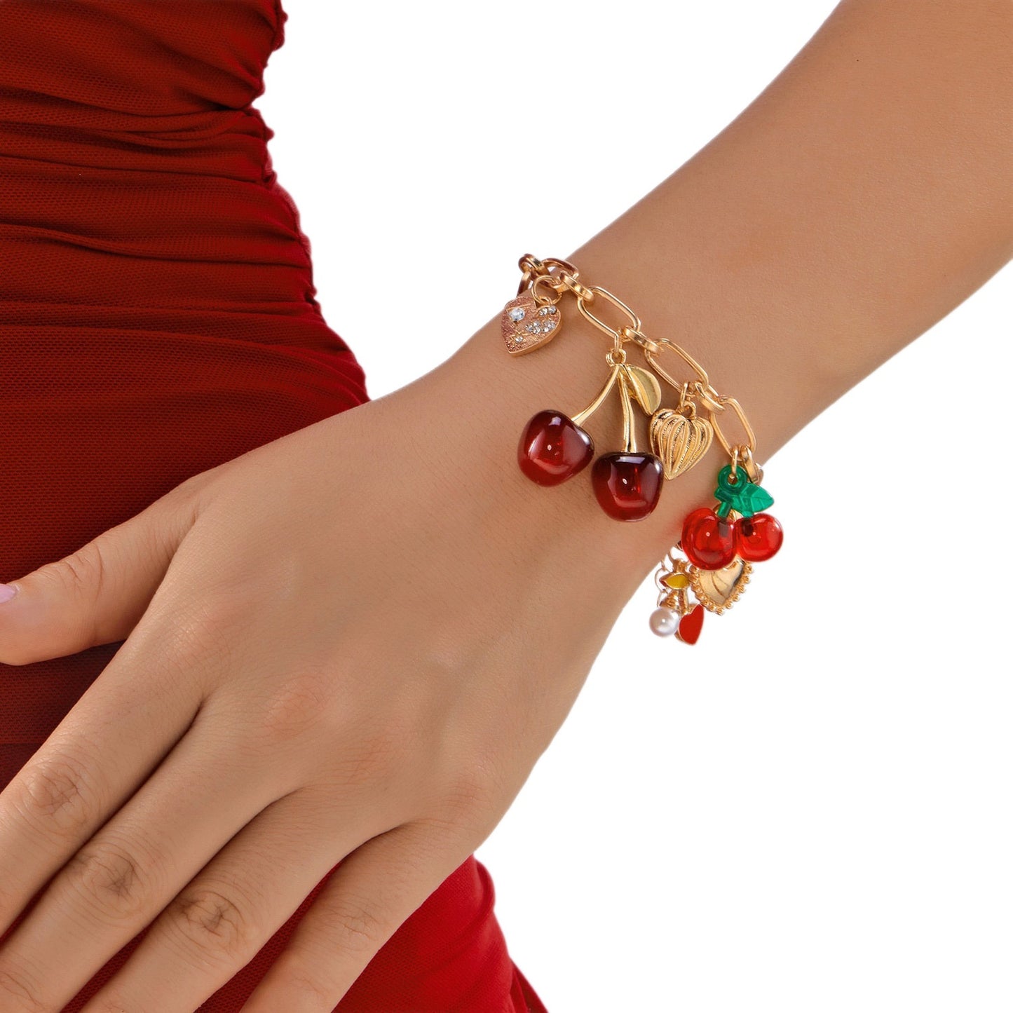 Durable Women's Cherry Niche Design Heart Bracelets