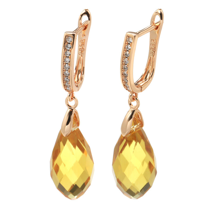 Women's Style Exquisite Refined Grace Yellow Zircon Stud Earrings