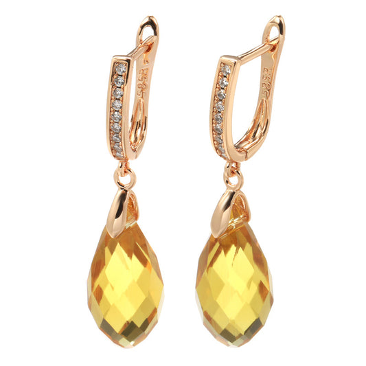 Women's Style Exquisite Refined Grace Yellow Zircon Stud Earrings