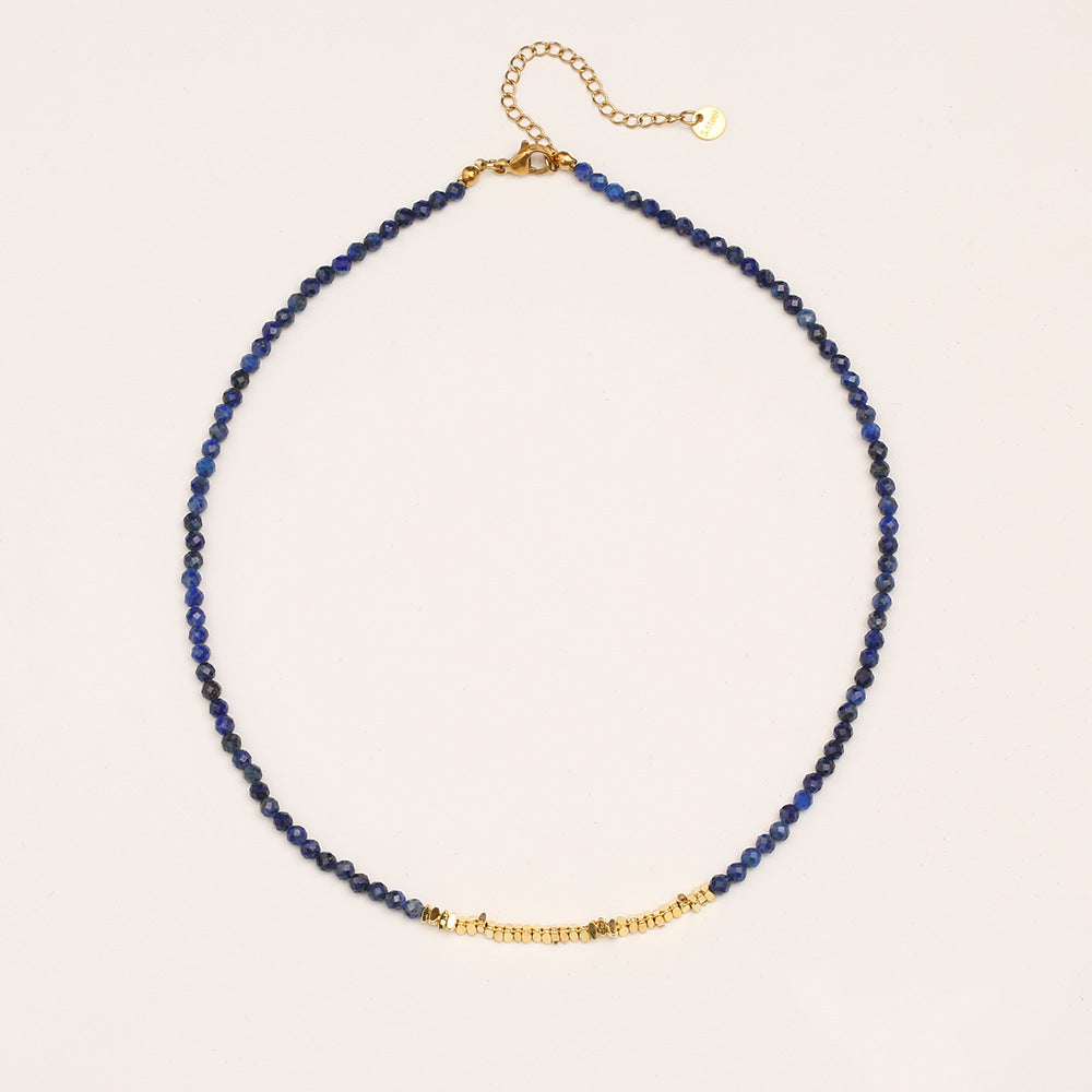 Natural Tigereye Lapis Lazuli Beaded Fashion Exquisite Niche Necklace