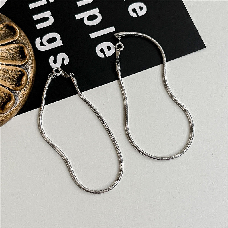 Sterling Sier Snake Bone Design Glossy Korean Style Simple Cold Bracelet
