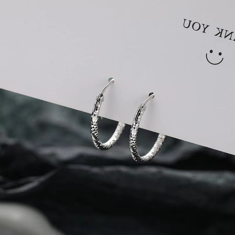 Women's Starry Circle Ear Clip Simple Niche Round Sier Stud Earrings