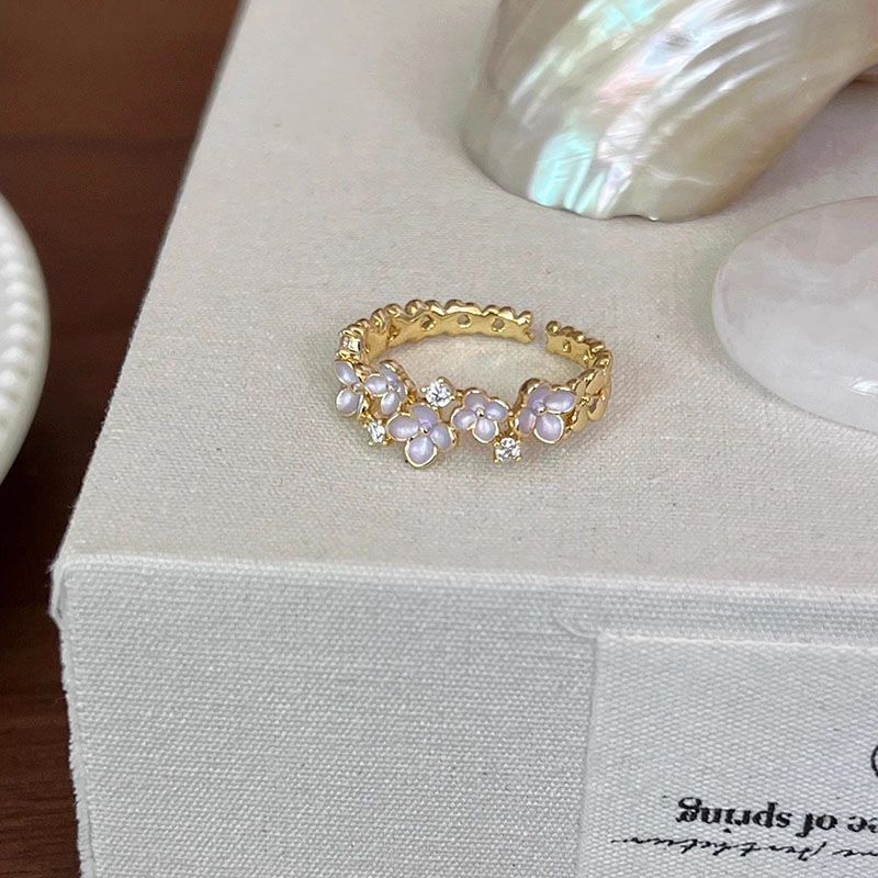 Drip Glazed Butterfly Flower Female Design Fashion High Sense Ring