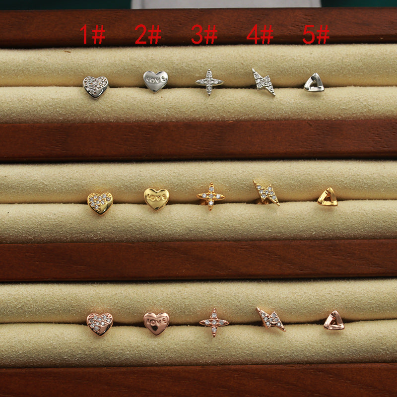 Women's Piercing Love Lightning Zircon Simple Screw Earrings