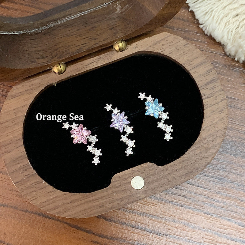 Bunch Of Meteor Flash Zircon Auricle Nail Titanium Steel Niche Stud Earrings