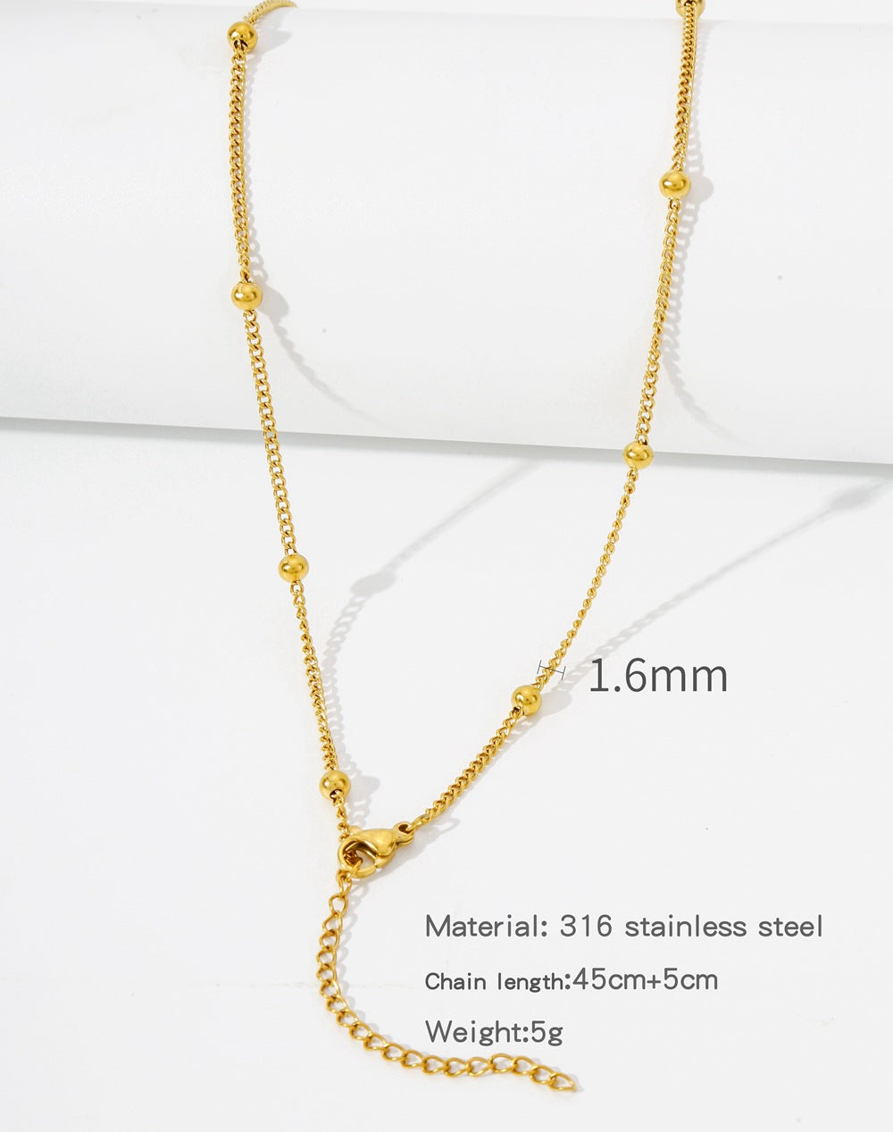 Steel Vacuum Vapor Plating Golden Chain O-shaped Hemp Flowers Necklaces