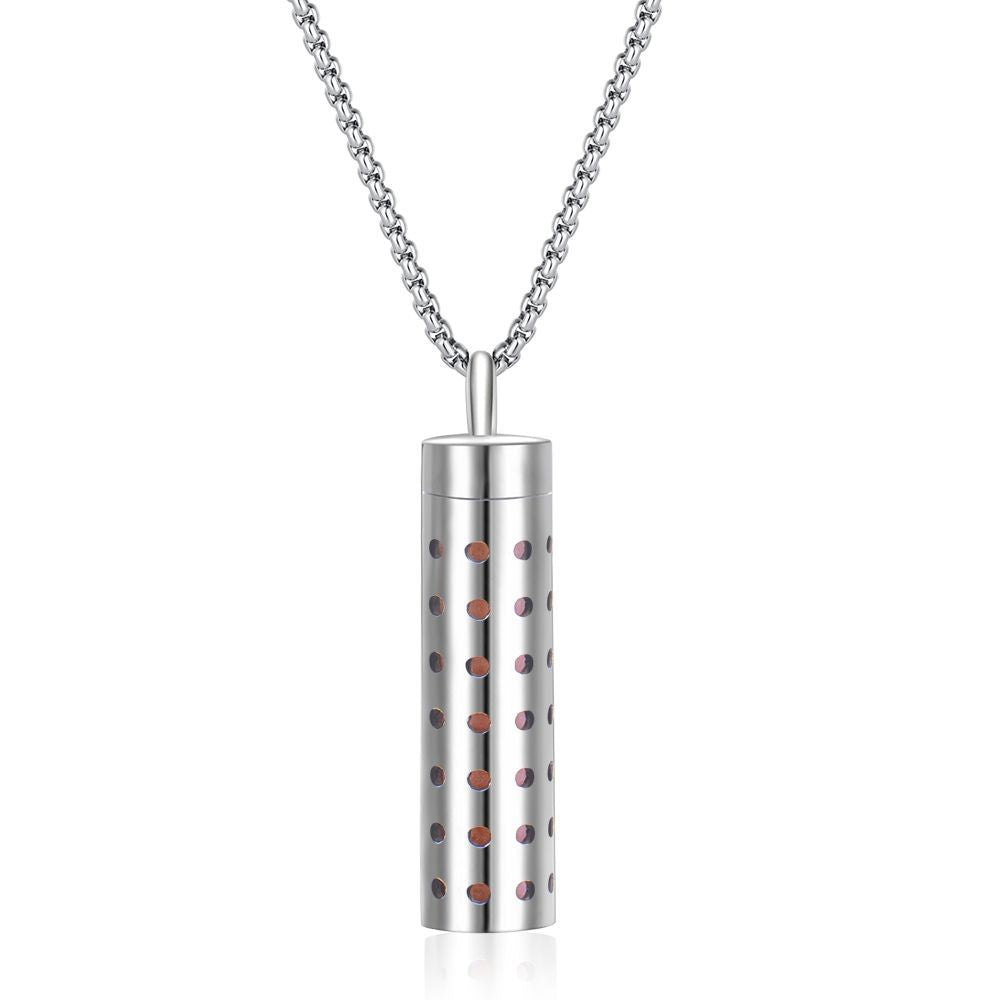 Perfume Bottle Essential Oil Stainless Steel Cylinder Corrugated Couple Pendants