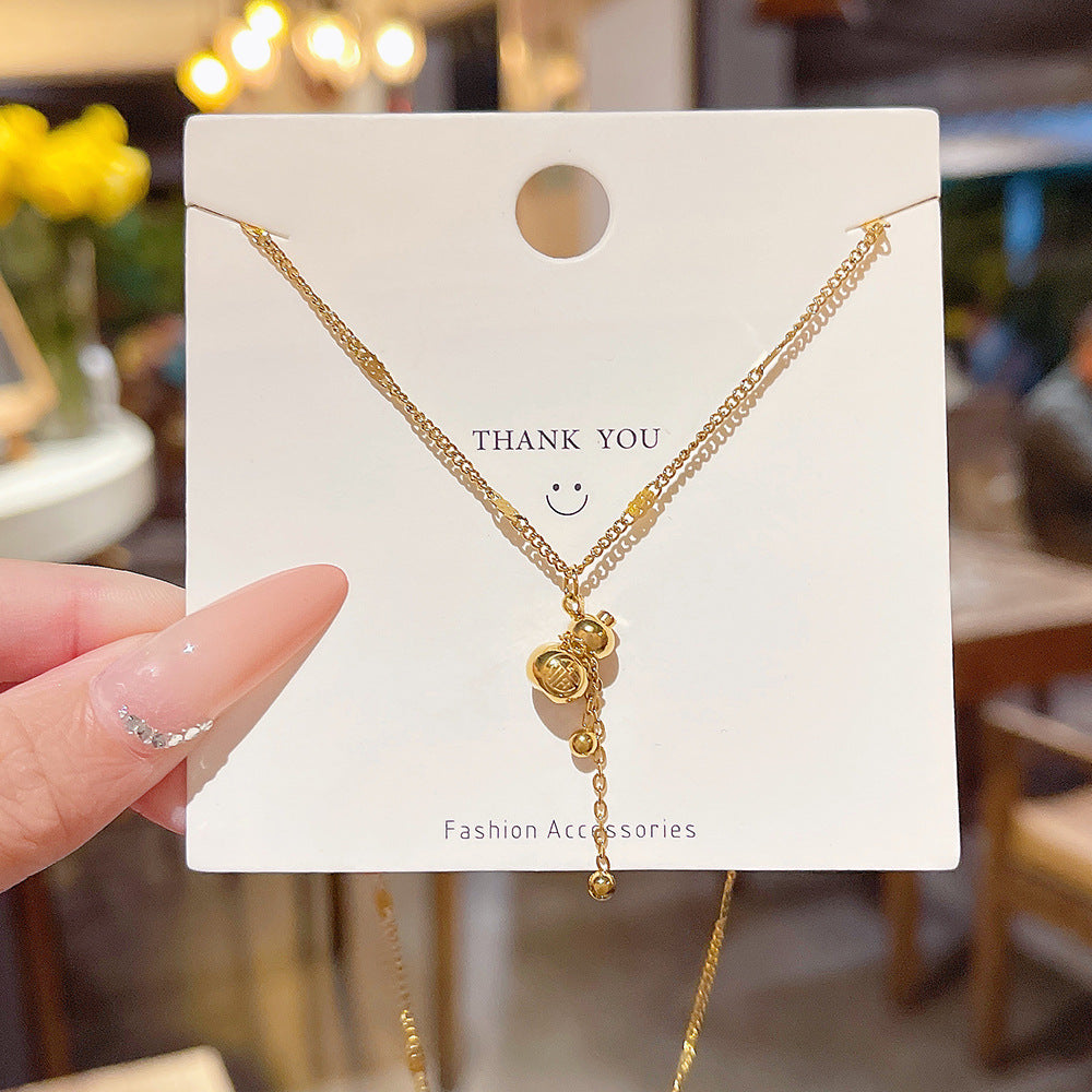 Female Summer Temperament Wild Titanium Steel Clavicle Necklaces