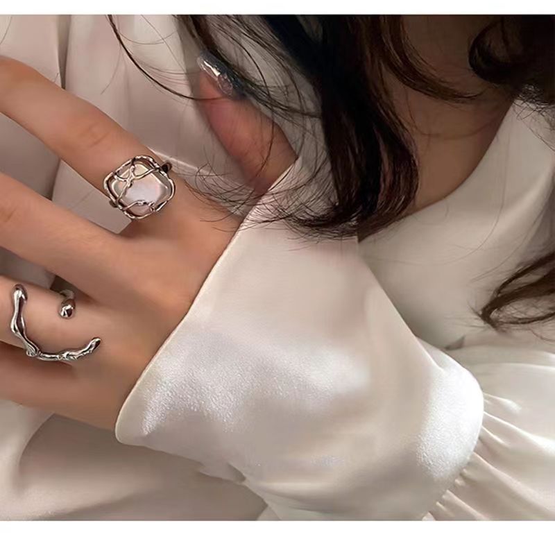 Moonlight Forest Marcasite Female Pearl Niche Cold Style Ring