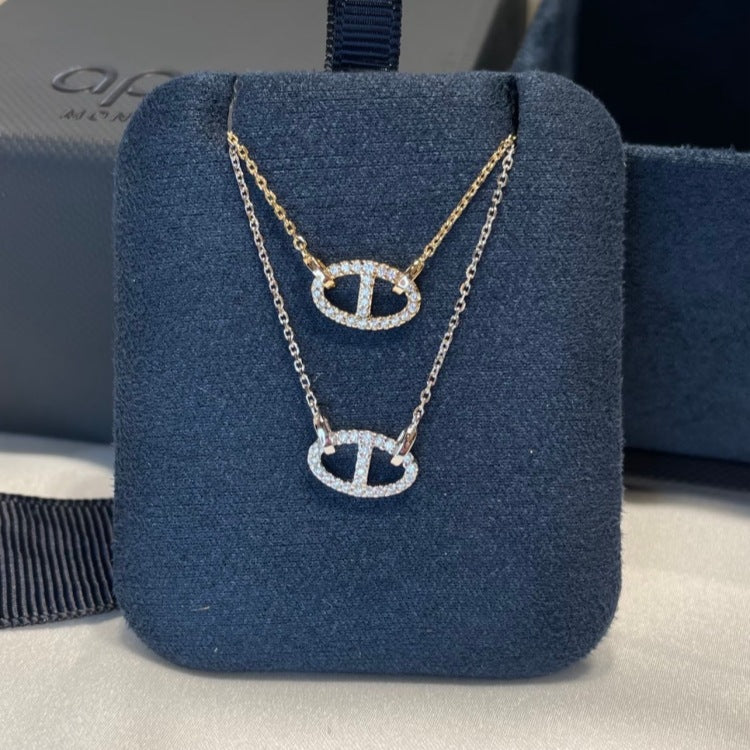 Pig Nose Shining Diamond Inlaid Clavicle Necklace
