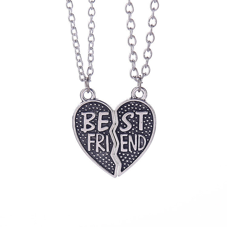 Friend Metal Stitching Love Peach Heart Necklace