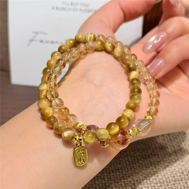 Red Agate Fashion Floating Flowers Chalcedony Double Circle Twin Bracelet