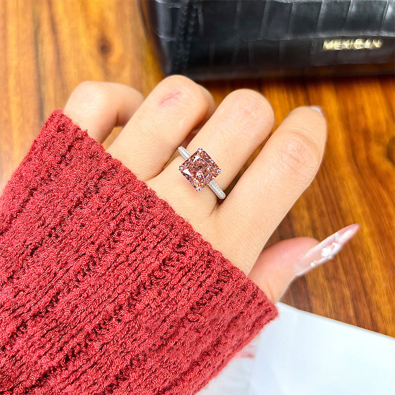 Karat Comparable To Ice Flower Cut Morgan Princess Square Ring