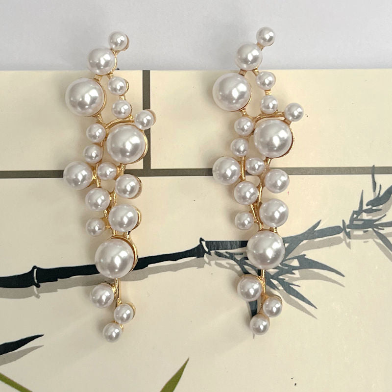 Artificial Pearl Alloy Geometric Rhinestone Personality Earrings