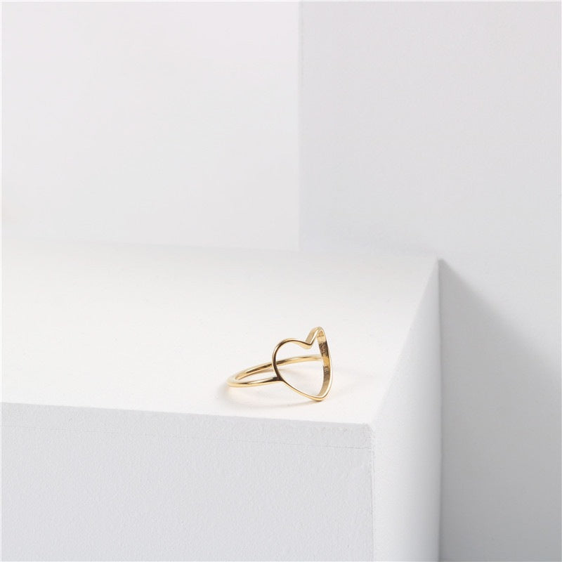 Gold-plated Hollow Heart Love Index Finger Middle Ring