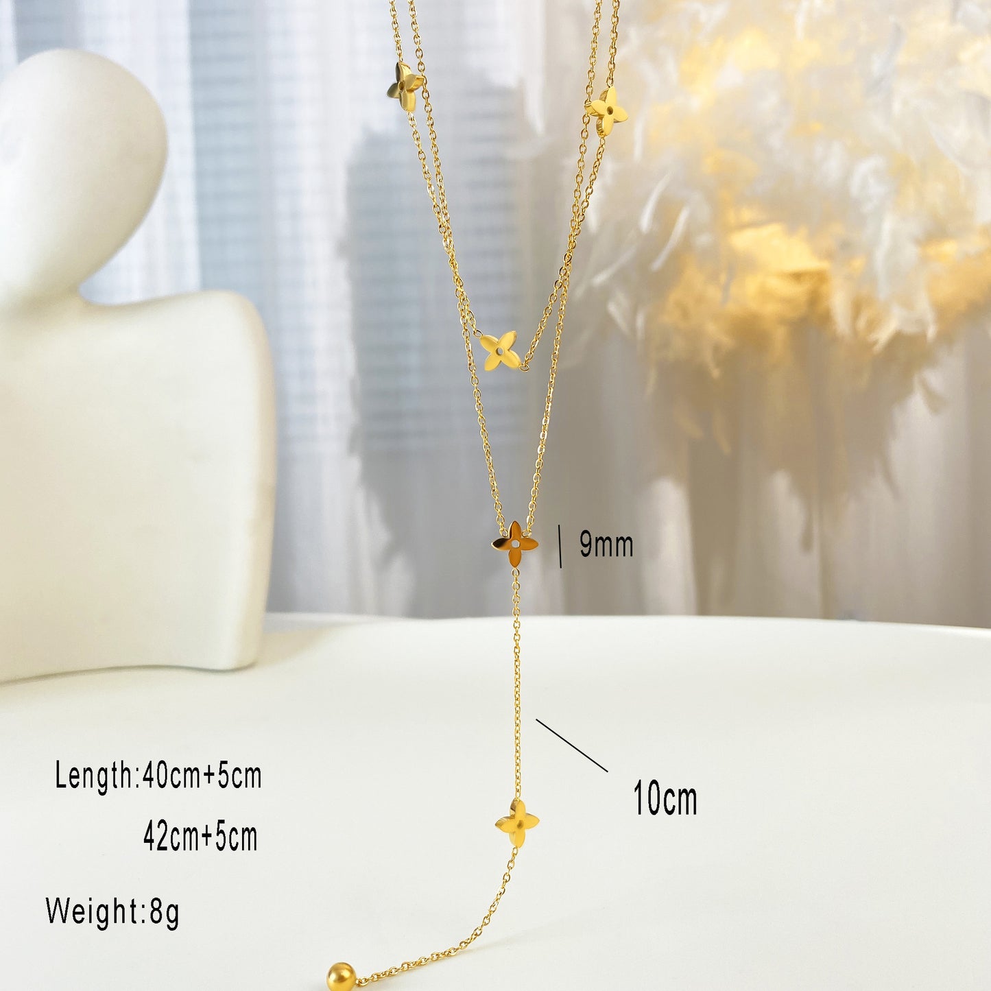 Gold Plating Buckle Small Flower Cruciate Titanium Necklaces