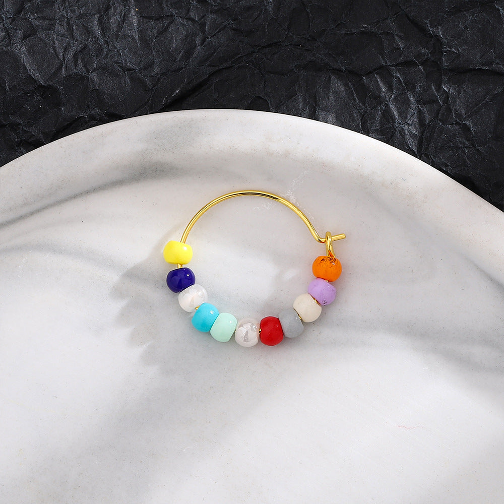 Contrast Color Beaded Ear French Personality Earrings