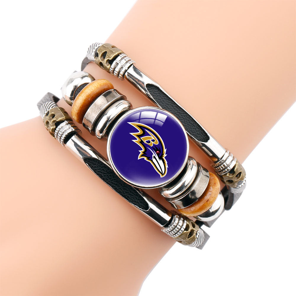 Genuine Leather Hand Professional Rugby League Team Time Stone Bracelet