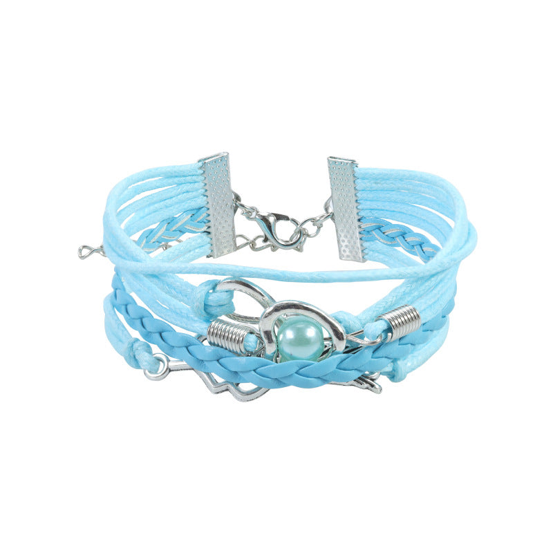 Waterproof Wax Line Woven Butterfly Sunflower Bracelets