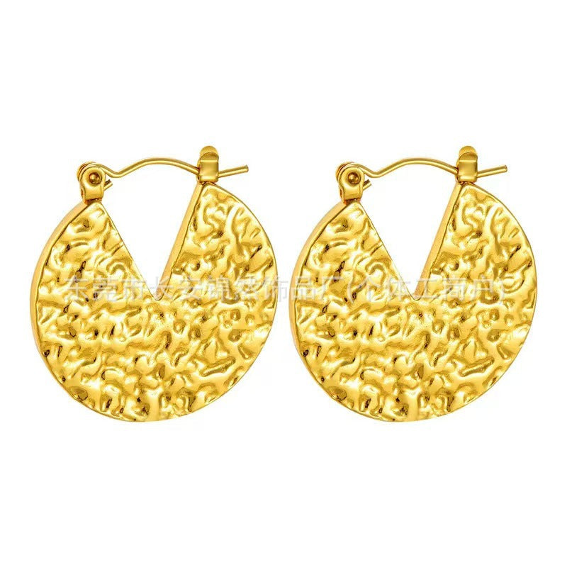 Hydraulic Craft Stainless Steel Gold-plated Irregular Geometric Earrings