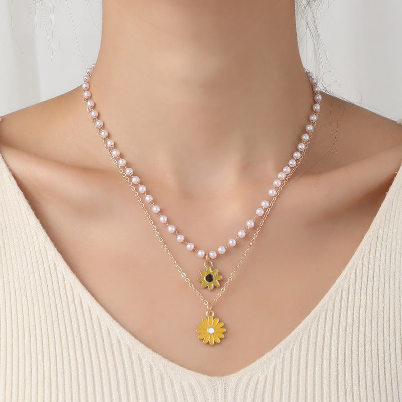 Shell Twin Bead Female Niche Stringed Pearls Necklaces