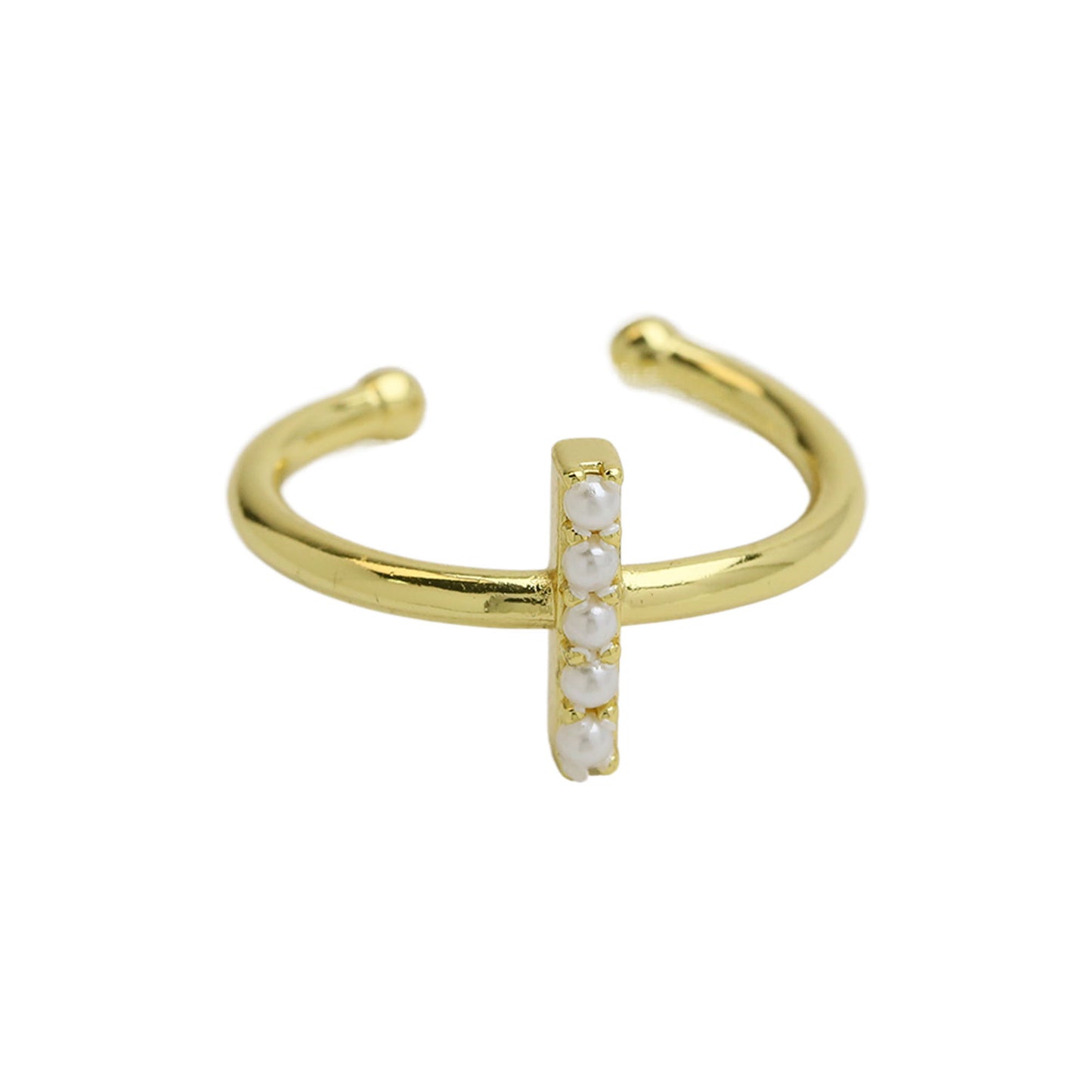 Women's Xi Brass Pearl English Letters Open Rings