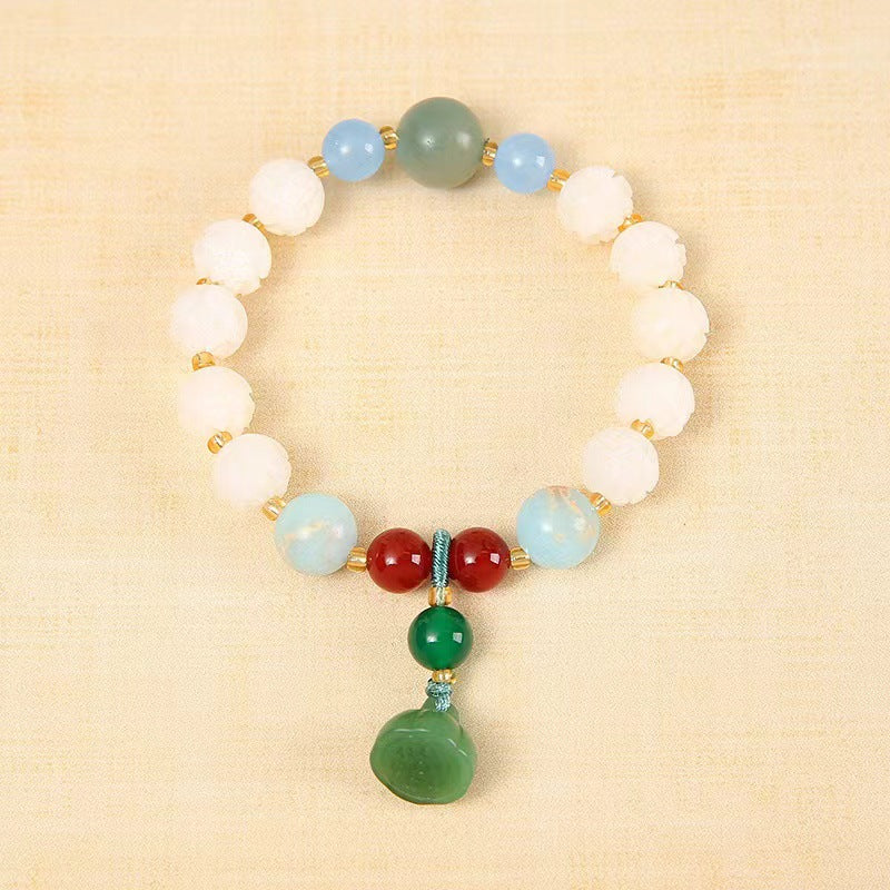 Pumpkin Lotus Beads White Jade Bodhi Rich Flower Charcoal Bracelets
