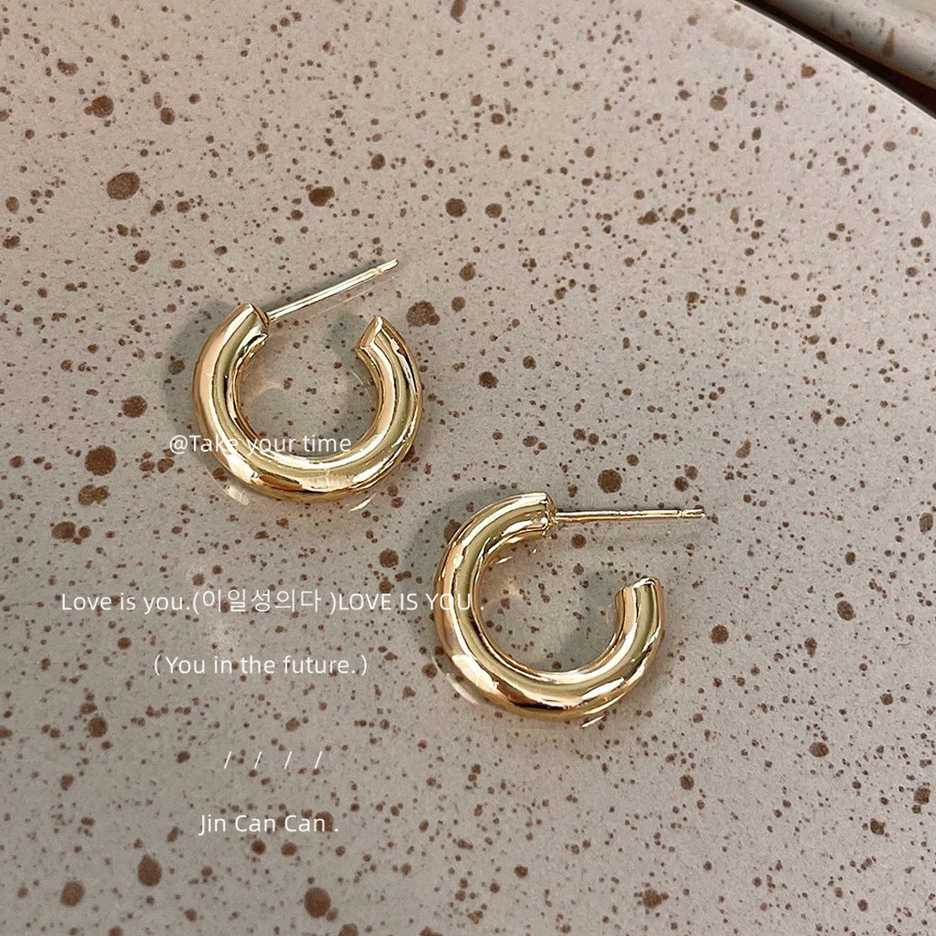 Sier Needle Plated Glossy And Simple Earrings