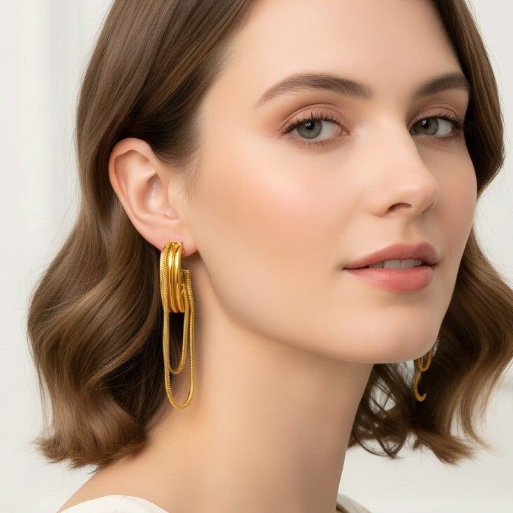 Women's Stainless Steel For Minimalist Design Color Matching Chain Earrings