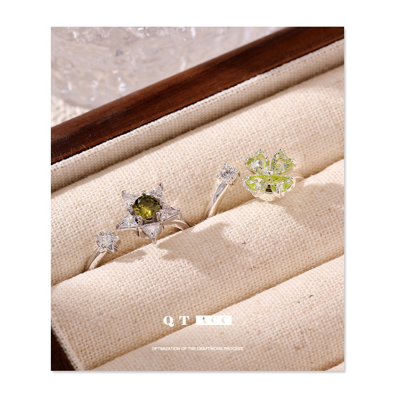 Women's Clover Star Open-end Adjustable Summer Vacation Style Lucky Ring