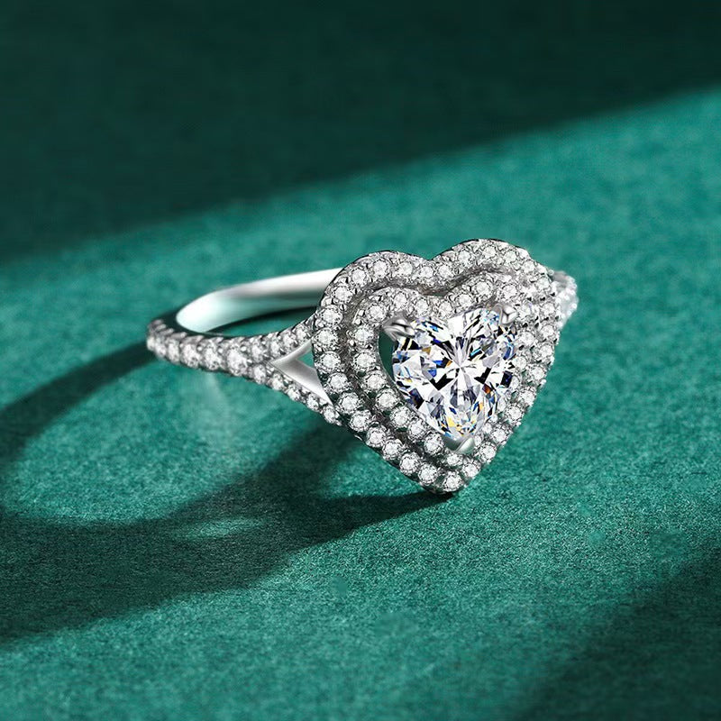 Eight Hearts Arrows Zircon Imitation Moissanite Female Male Six Claw Ring