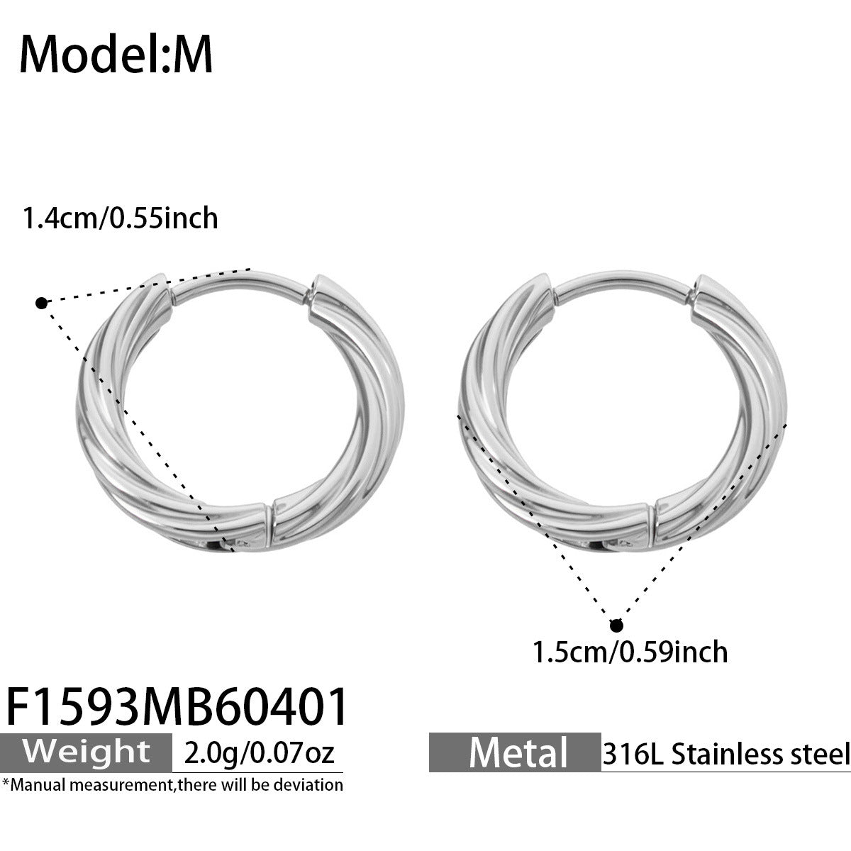 Stainless Steel Round Gold Twist Minimalist High-grade Earrings