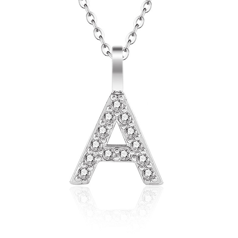 Diamond Inlaid Zircon English Letter Female Pendants