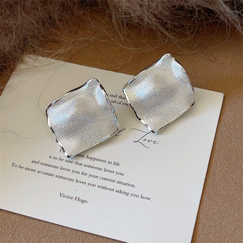 Trendy Cold Style Irregular Pleated Mesh Texture Exaggerated Earrings