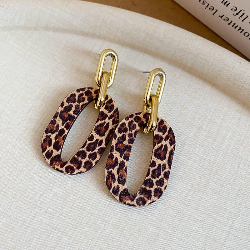 Women's Leopard Print Brown Style Retro High-grade Earrings