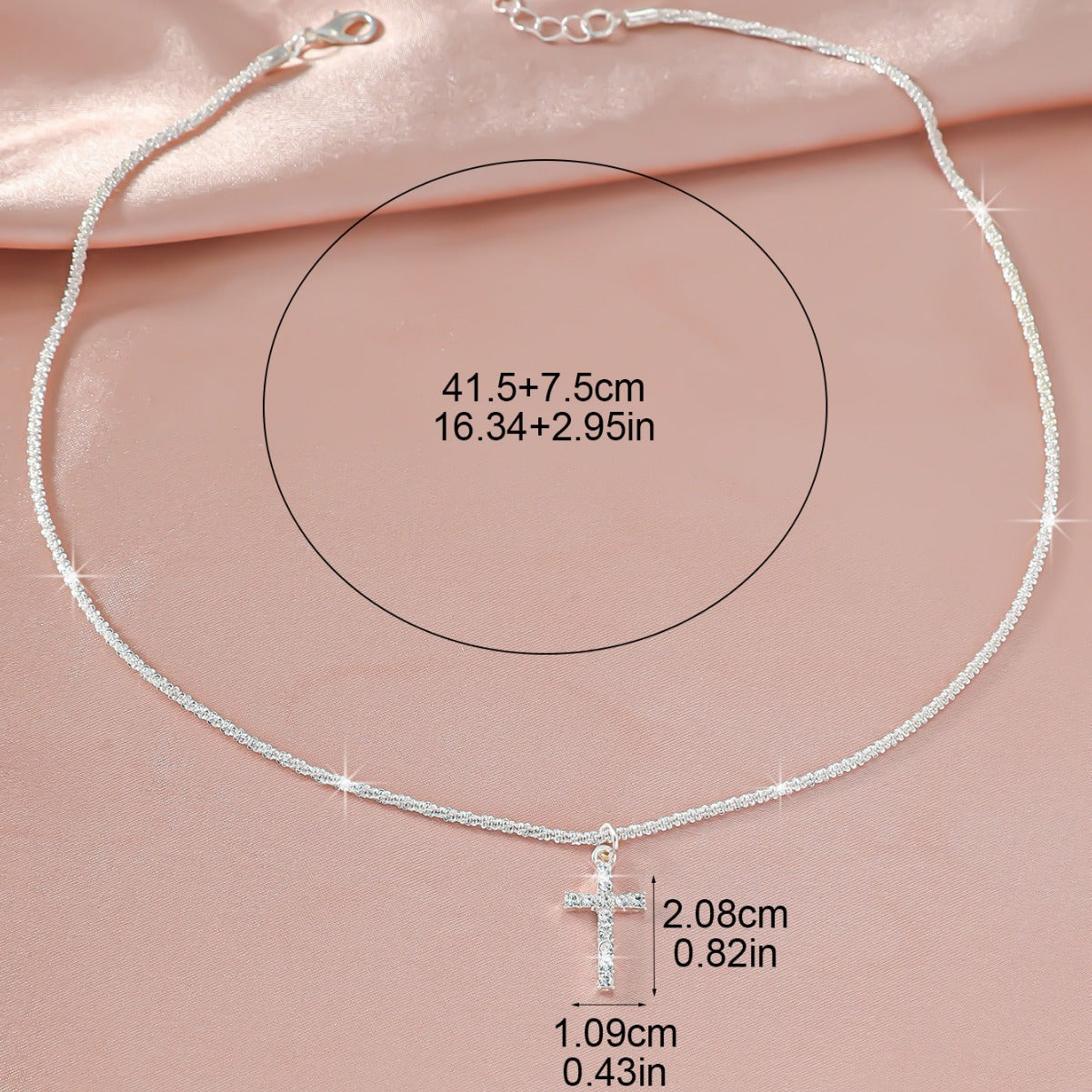 Popular Starry Shiny Sparkling Cross Chain Necklaces