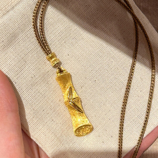 Brushed Bamboo Joint Retro Chinese Style Heritage Fu Character Festival Necklace