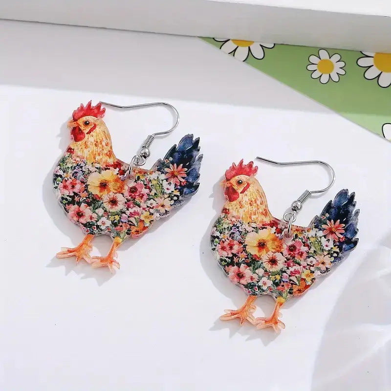 Bright Floral Flat Acrylic Creative Colorful Earrings