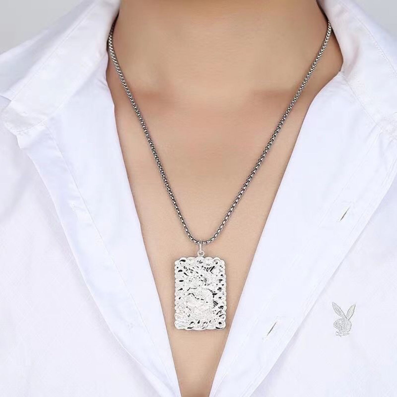 Men's Dragon Power Style Personalized Hipster Sier Plated Necklaces