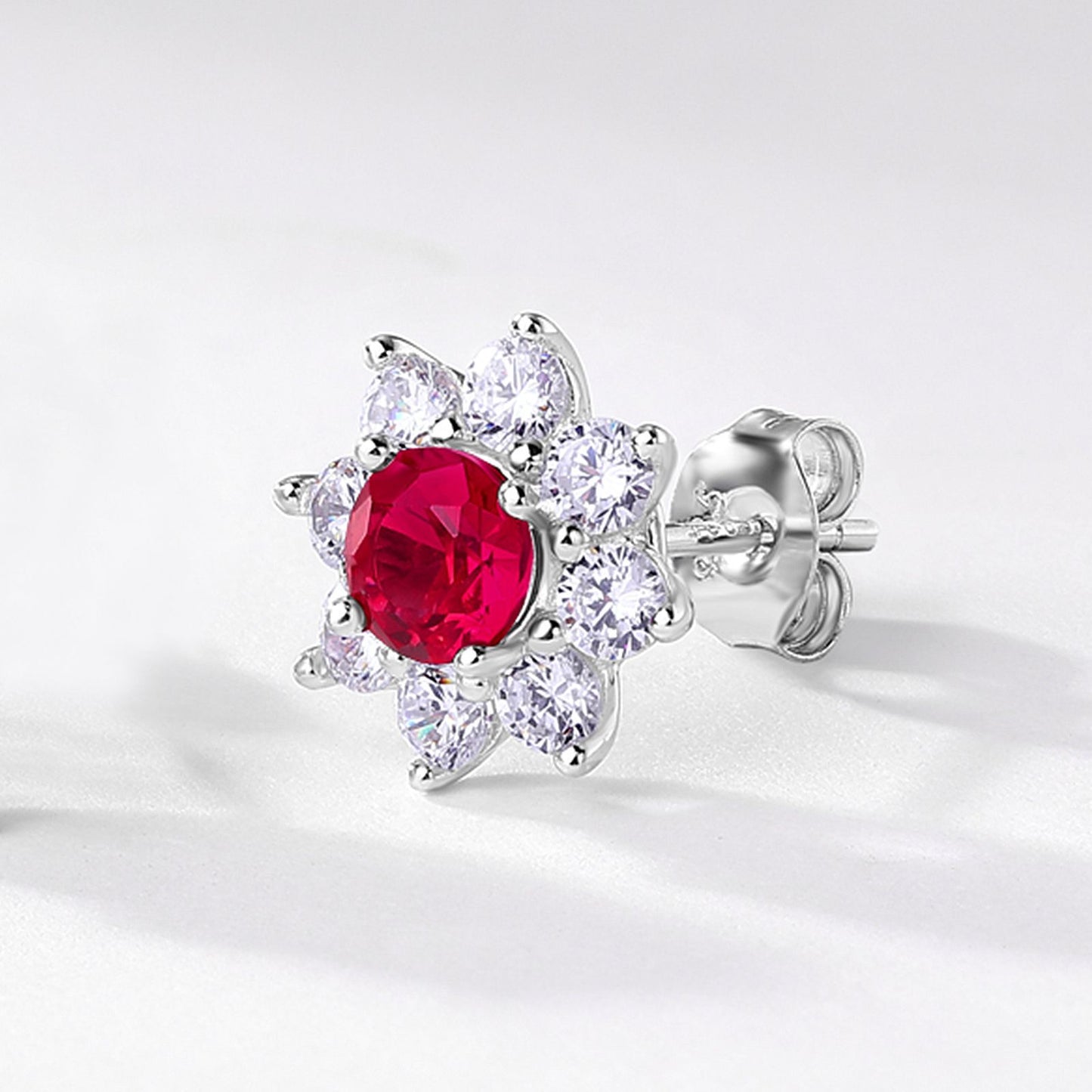Sterling Sier Inlaid Ruby High Sense Sun Flower Rings