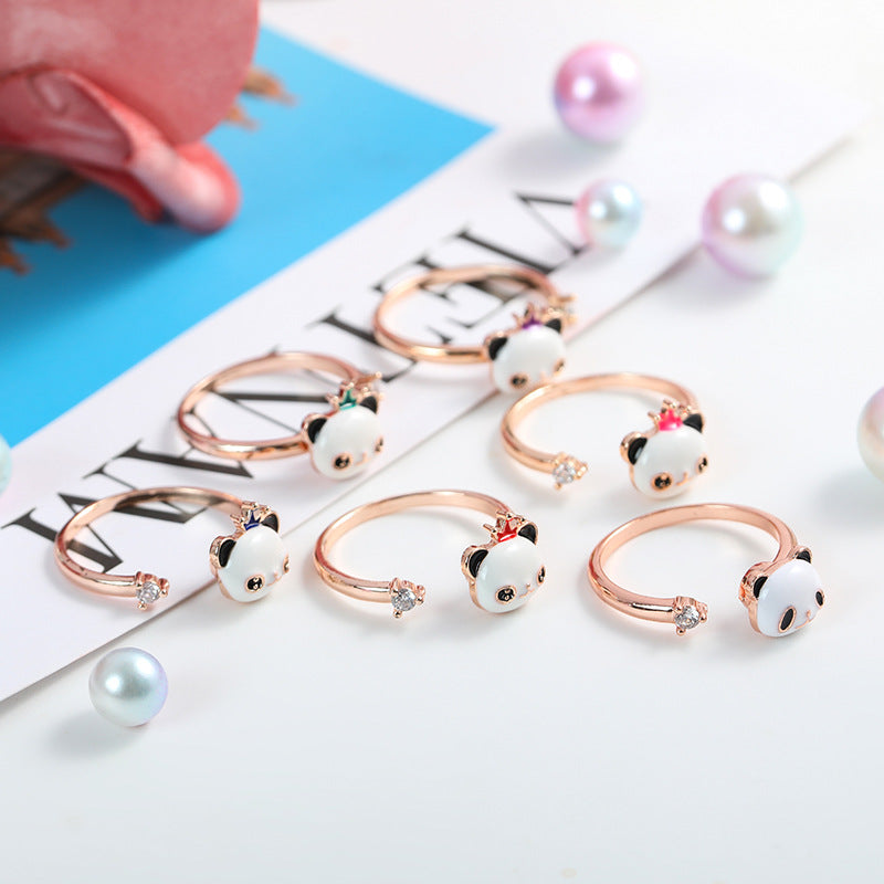 Panda Spinning Creative Opening Adjustable Index Finger Ring