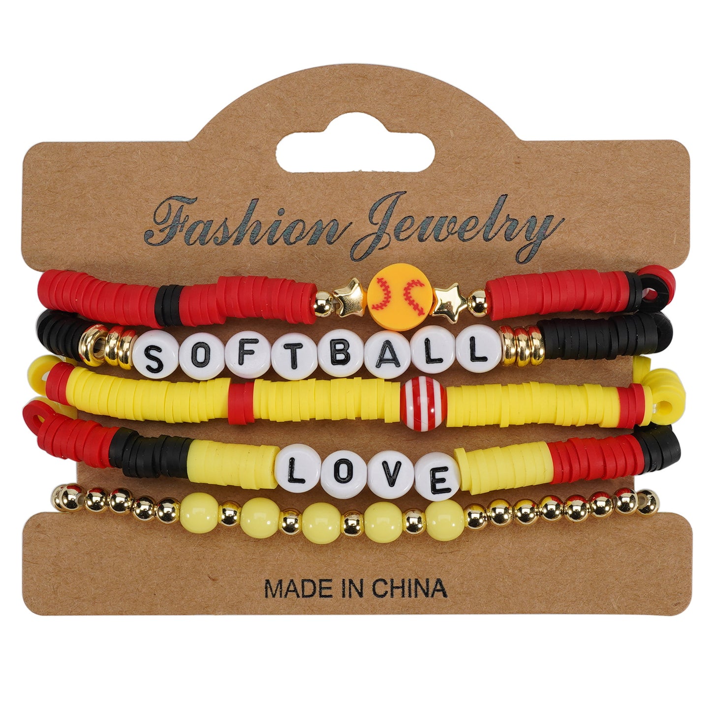 Softball Match Day Sports Beaded Stretch Bracelet