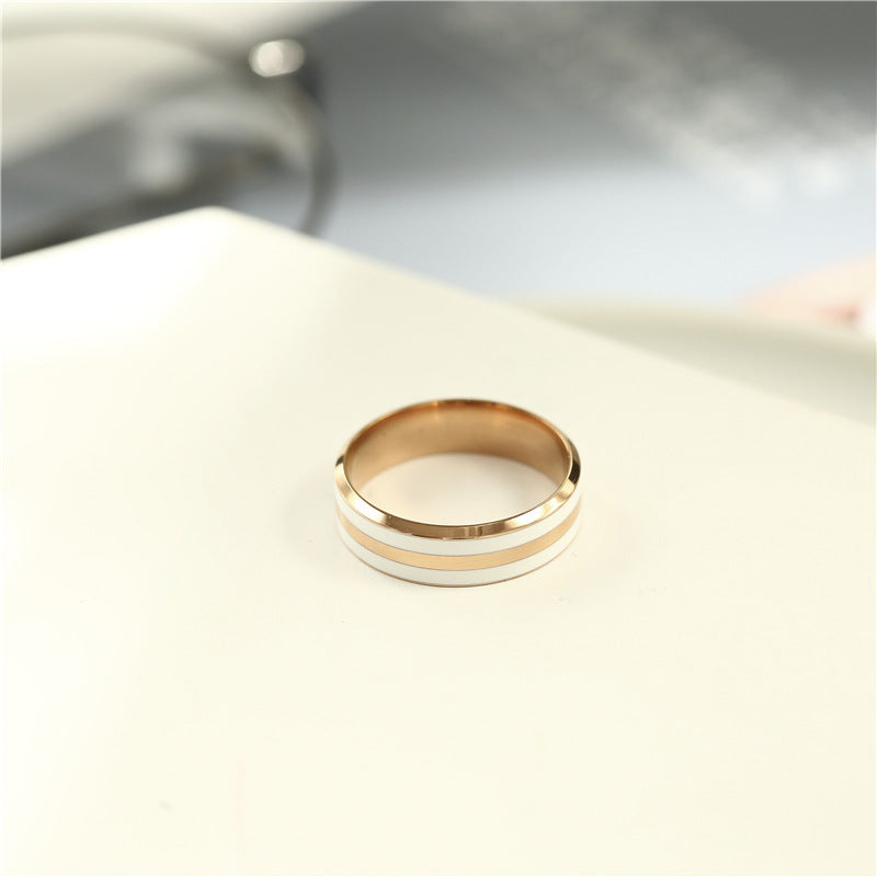 Titanium Steel Couple Style Fashionable Rose Gold Rings