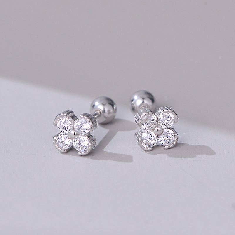 Diamond Twist Screw Ear Bone Two Earrings