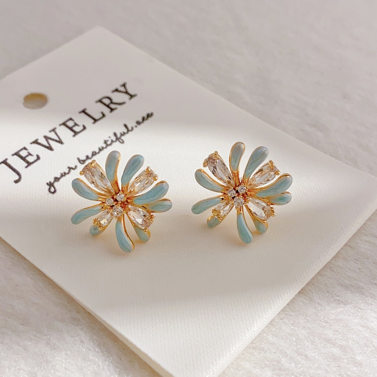 Oil Drop Zircon Fireworks Minority Fashion Colorful Temperament Design Unique Stud Earrings